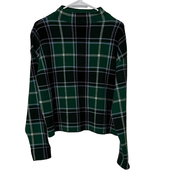 Tahari Sweaters - Tahari Women's Green and Black Plaid Sweater